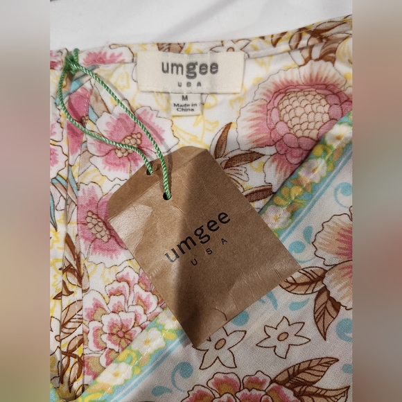 Umgee Romantic Cottage Core Bohemian Floral Ruffle V-Neck Dress. NWT. Size M - Picture 5 of 8